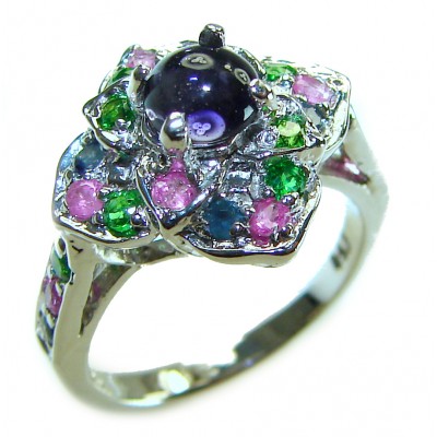 Floral design 0.5 carat AUTHENTIC Tanzanite .925 Sterling Silver Handcrafted Ring size 5