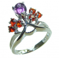 4.2 carat Amethyst .925 Sterling Silver Handcrafted Ring size 6