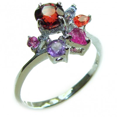 3.2carat pear cut Brazilian Garnet .925 Sterling Silver Perfectly handcrafted Ring s. 6