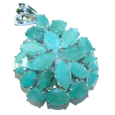Spectacular 18.8 carat authentic Colombian Emerald .925 Sterling Silver handcrafted Pendant