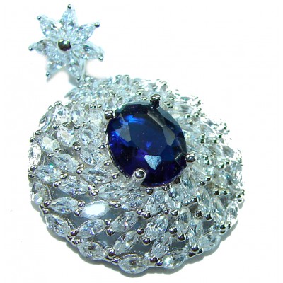 Luxurious 5.5 carat Sapphire White Sapphire .925 Sterling Silver handcrafted pendant