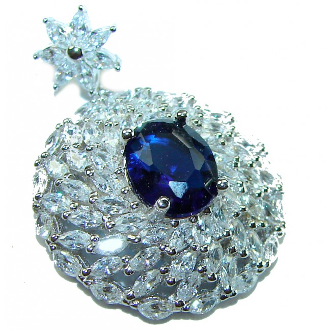 Luxurious 5.5 carat Sapphire White Sapphire .925 Sterling Silver handcrafted pendant