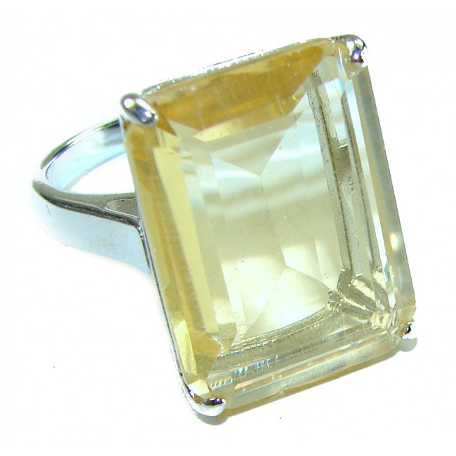 Solid 18.8 carat Genuine Lemon Quartz .925 Sterling Silver handcrafted ring size 8 3/4