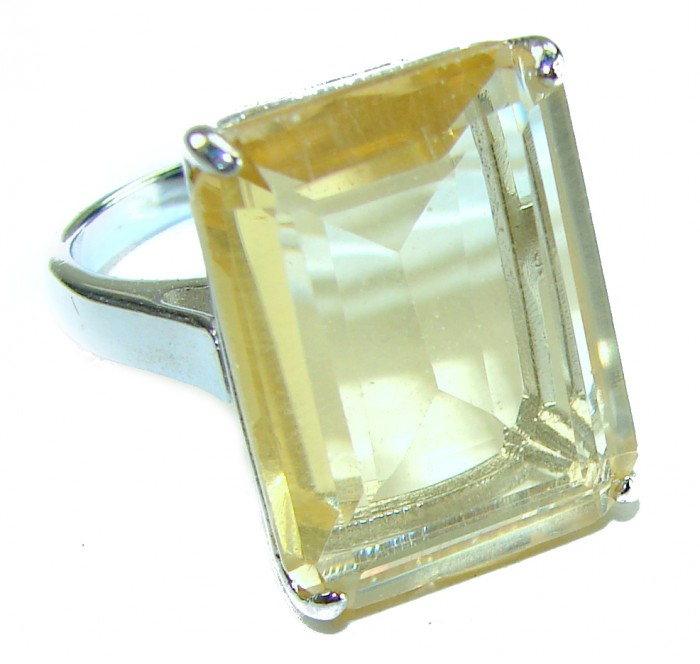 Solid 18.8 carat Genuine Lemon Quartz .925 Sterling Silver handcrafted ring size 8 3/4