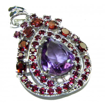 Melody - Vintage Design 15.4 CARAT Amethyst Brazilian Garnet .925 Sterling Silver handcrafted Pendant
