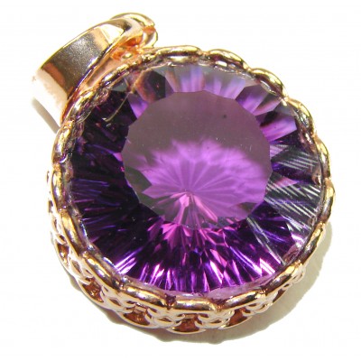 Deep Purple 10.2 carat natural Amethyst 18K Gold over .925 Sterling Silver handcrafted Pendant