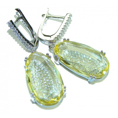 Splendid 14.5 carat Citrine .925 Sterling Silver Handcrafted Earrings