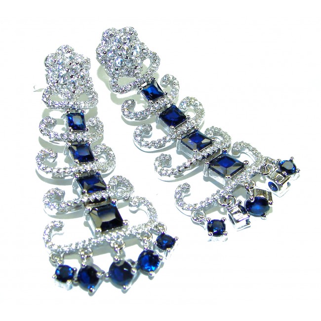 Emily authentic 12.2 carat Sapphire .925 Sterling Silver handcrafted earrings