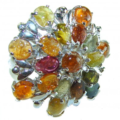 Luxurious 30.5 ctw Brazilian Watermelon Tourmaline .925 Sterling Silver handcrafted Statement Ring size 8