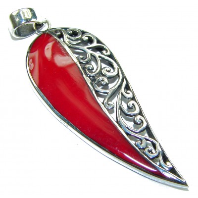 Real Coral .925 Sterling Silver Pendant
