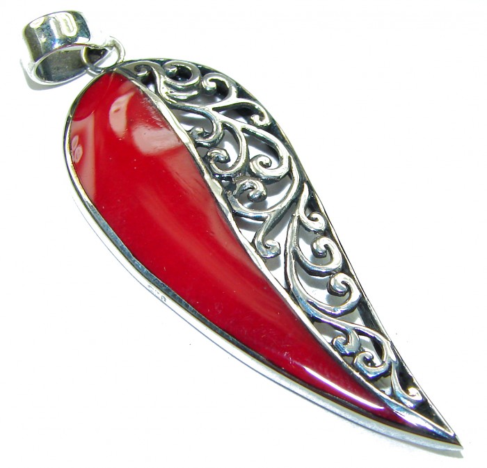 Real Coral .925 Sterling Silver Pendant