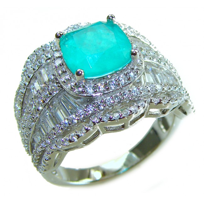 Luxurious oval Cut 4.5 ctw Paraiba Tourmaline .925 Sterling Silver handcrafted Statement Ring size 7 1/2