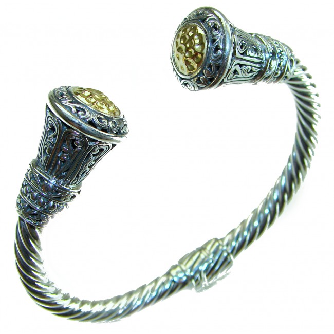 Heavy and Solid 39.5 grams authentic 14K Gold over .925 Sterling Silver handcrafted bracelet