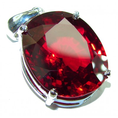 Bella Rosa oval cut 32.5 carat Red Topaz .925 Sterling Silver handmade Pendant