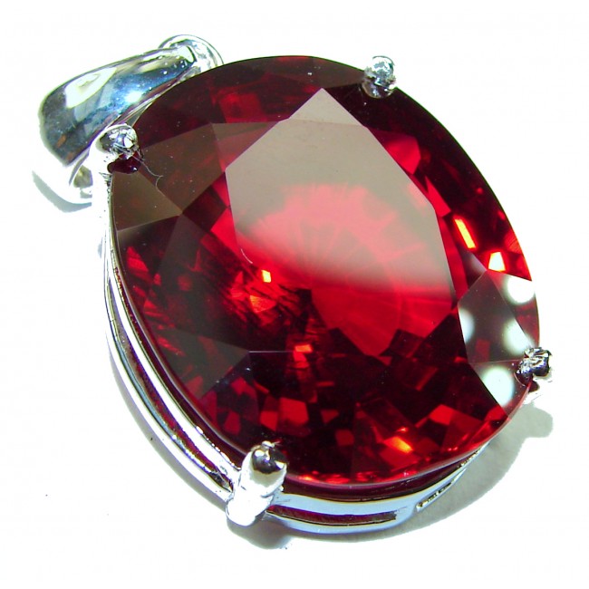 Bella Rosa oval cut 32.5 carat Red Topaz .925 Sterling Silver handmade Pendant