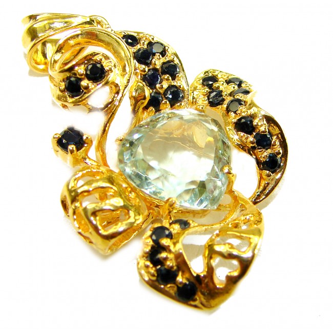 11.8 carat Green Amethyst - Prasolite 14K Gold over .925 Sterling Silver handcrafted pendant
