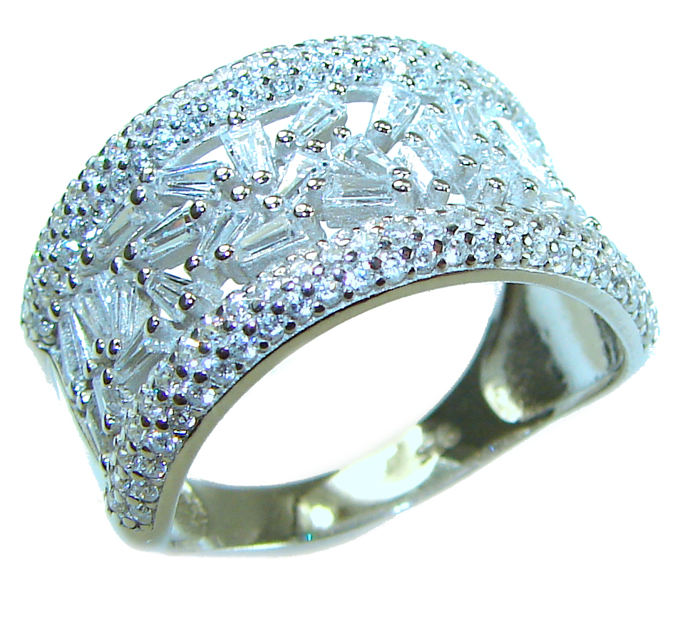 8.8 carat White Topaz .925 Sterling Silver brilliantly handcrafted ring s. 7 3/4