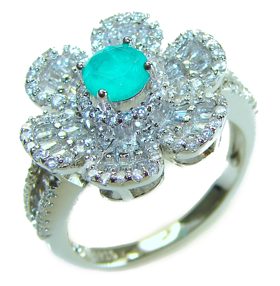 Luxurious oval Cut 0.5 ctw Paraiba Tourmaline .925 Sterling Silver handcrafted Statement Ring size 8