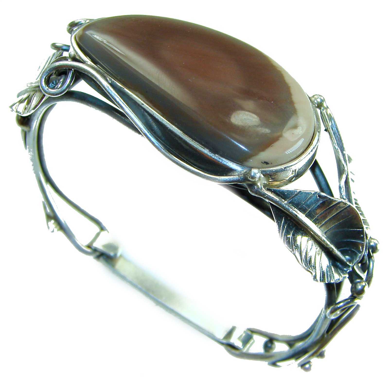 Fancy Quality Imperial Jasper .925 Sterling Silver Bracelet