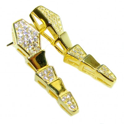 Cleopatra - The Egyptian Cobra White Sapphire 18K Gold over .925 Sterling Silver handcrafted Earrings