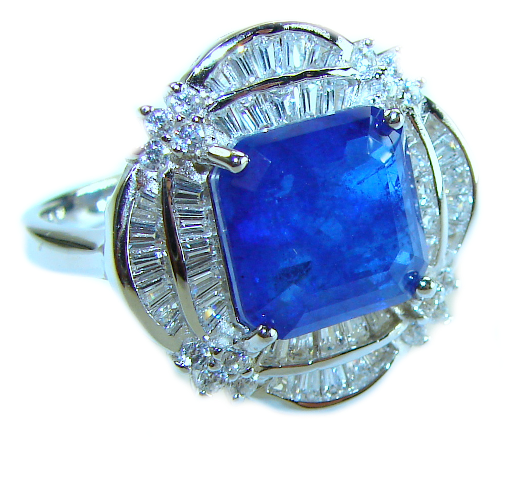 Star square cut 5.5 carat Orange Sapphire .925 Sterling Silver handmade Statement ring; s. 8 1/4