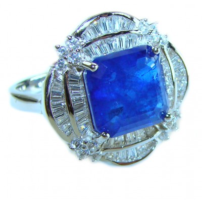 Star square cut 5.5 carat Orange Sapphire .925 Sterling Silver handmade Statement ring; s. 8 1/4