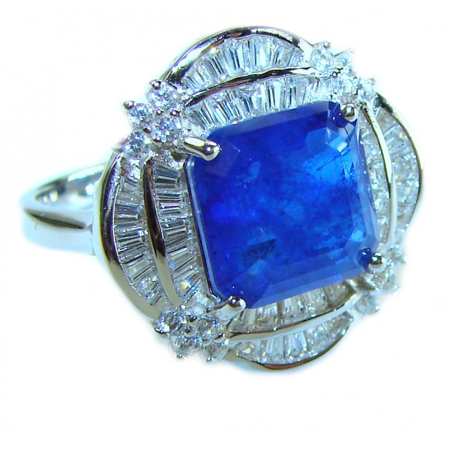 Star square cut 5.5 carat Orange Sapphire .925 Sterling Silver handmade Statement ring; s. 8 1/4