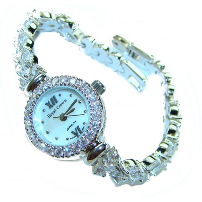 Precious 55.8 carat Authentic White Topaz .925 Sterling Silver handmade Bracelet - Watch