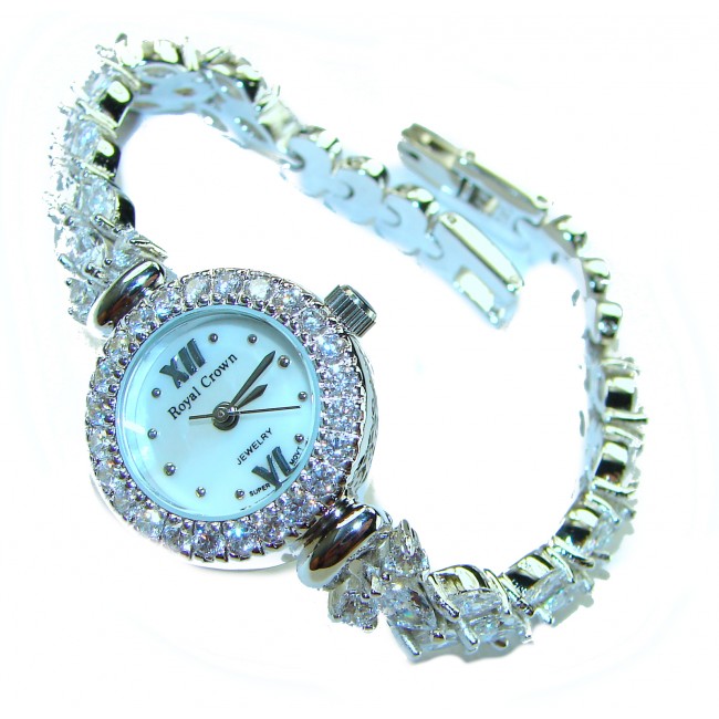 Precious 55.8 carat Authentic White Topaz .925 Sterling Silver handmade Bracelet - Watch