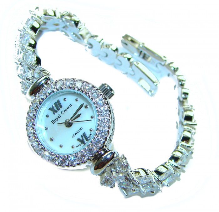 Precious 55.8 carat Authentic White Topaz .925 Sterling Silver handmade Bracelet - Watch