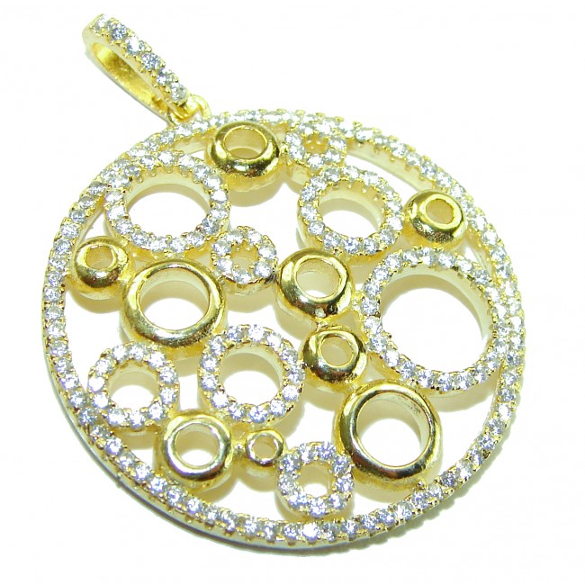 Exquisite vintage style 6.8 carat White Sapphire 18K Gold over .925 Sterling Silver handcrafted Made in Italy Statement pendant