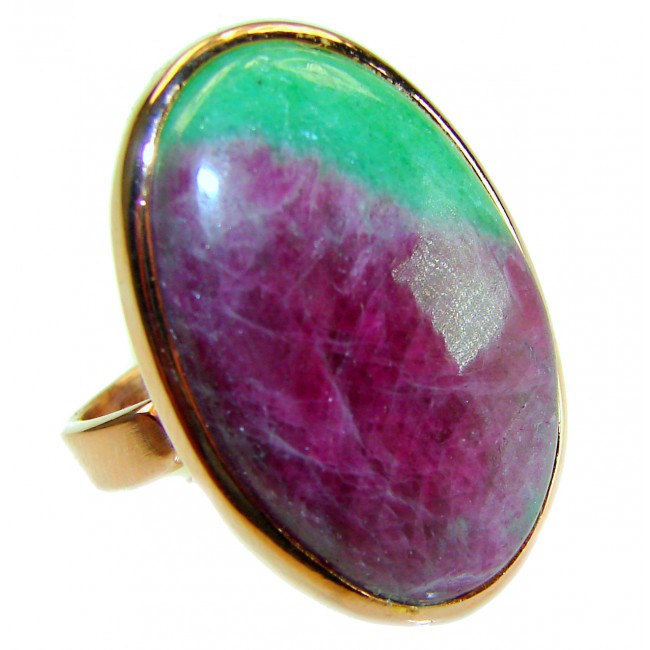 Authentic Ruby in Zoisite 18k Rose Gold over .925 Sterling Silver handmade Cocktail Ring s. 8