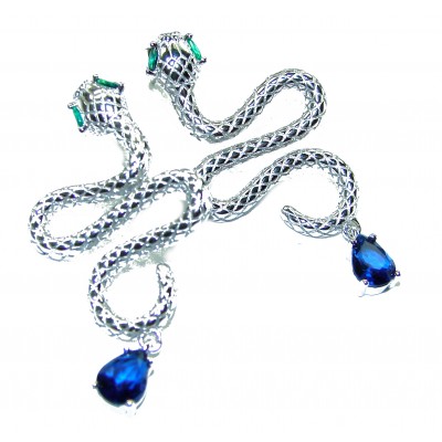 Golden Cobra Snakes 1.5 carat Sapphire .925 Sterling Silver earrings