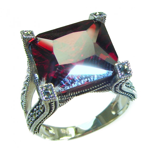 Natural 11.5 carat Ruby .925 Sterling Silver handmade Statement Ring size 8