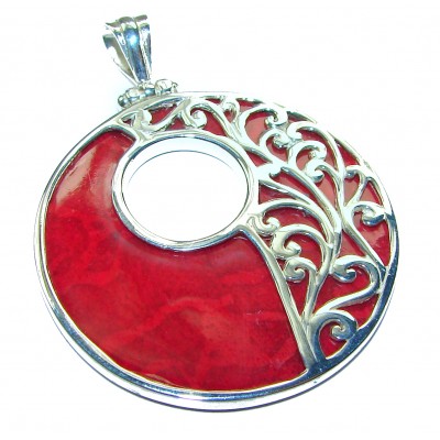 Authentic Coral .925 Sterling Silver handmade pendant