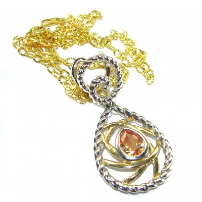 Mystery Natural Golden Topaz 2 tones .925 Sterling Silver handcrafted necklace