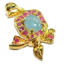 Eau Pure authentic 3.5 carat Aquamarine 14K Gold over.925 Sterling Silver Handcrafted pendant