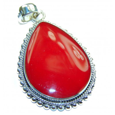 Bright Energy Authentic Coral .925 Sterling Silver Bali handmade pendant