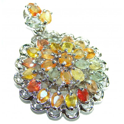 15.4 carat Authentic multicolor Sapphire .925 Sterling Silver handcrafted pendant