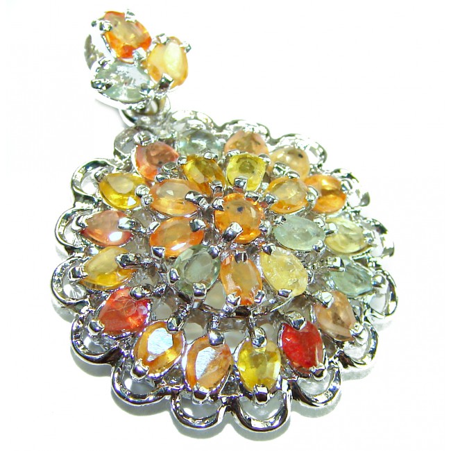 15.4 carat Authentic multicolor Sapphire .925 Sterling Silver handcrafted pendant