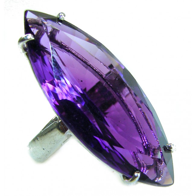 Marquise cut 33.2 carat Amethyst 14K Gold over .925 Sterling Silver Handcrafted Large Ring size 5