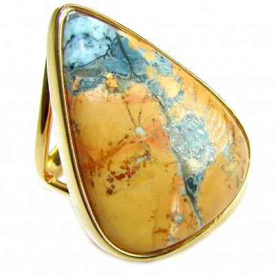 Classy Style Excellent quality Maligano Jasper 14K Gold over .925 Sterling Silver handcrafted Ring s. 8 1/4