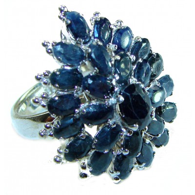 Endlessly Enchanting - 17.2 carat Authentic Sapphire .925 Sterling Silver handmade Statement Ring size 7 1/4