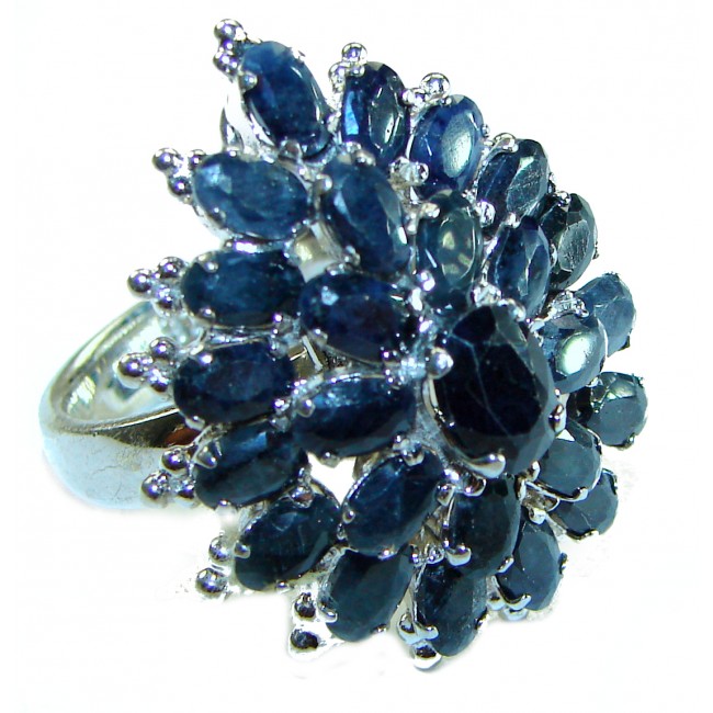 Endlessly Enchanting - 17.2 carat Authentic Sapphire .925 Sterling Silver handmade Statement Ring size 7 1/4