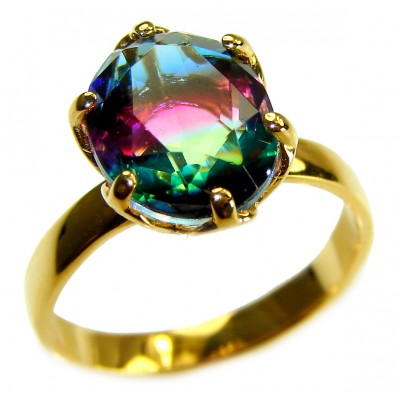 5.9 carat pear cut Brazilian Tourmaline 14K Gold over .925 Sterling Silver Perfectly handcrafted Ring s. 7