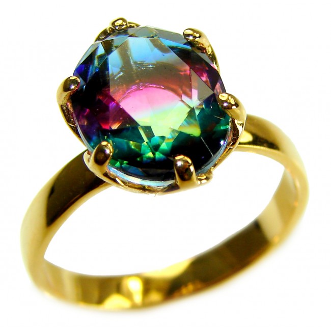 5.9 carat pear cut Brazilian Tourmaline 14K Gold over .925 Sterling Silver Perfectly handcrafted Ring s. 7