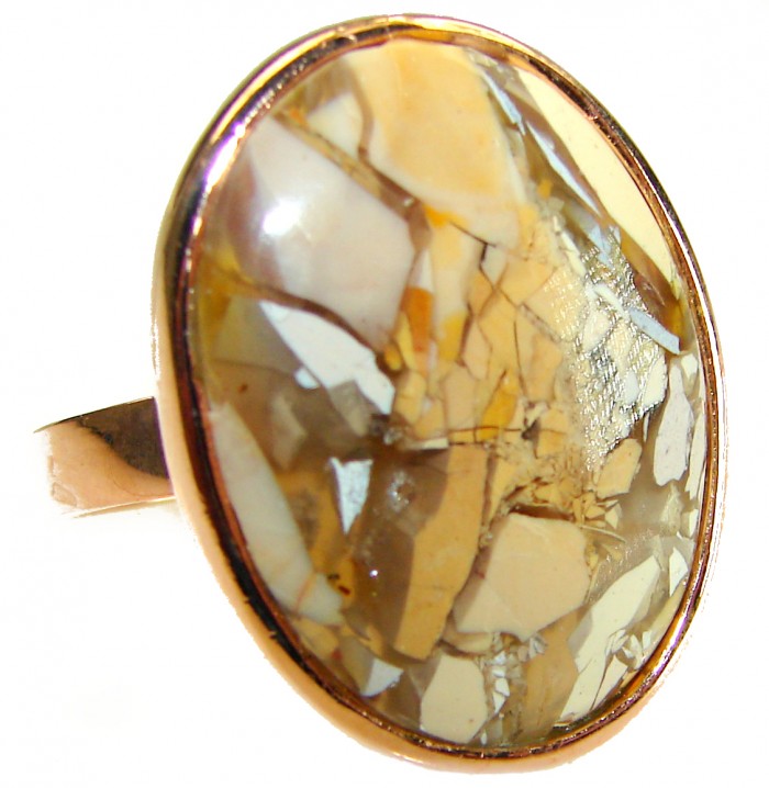 Flawless Australian Bracciated Mookaite 14K Gold over .925 Sterling Silver Ring size 8 adjustable
