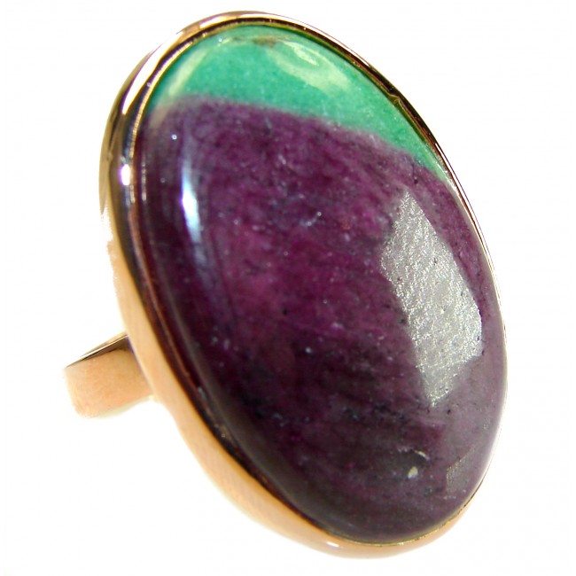 Rare Ruby fuchsite 14K Gold over .925 Sterling Silver handmade Ring size 8 adjustable