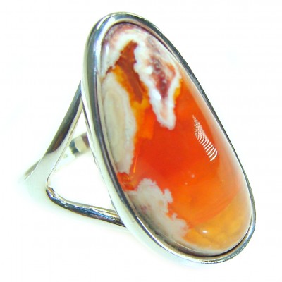 Inner Fire best quality 21.4 carat Mexican Opal 18K Gold over .925 Sterling Silver handmade ring 9