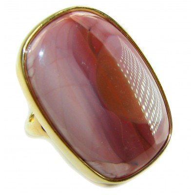 Genuine Imperial Jasper 14K Gold over .925 Sterling Silver handcrafted ring s. 7